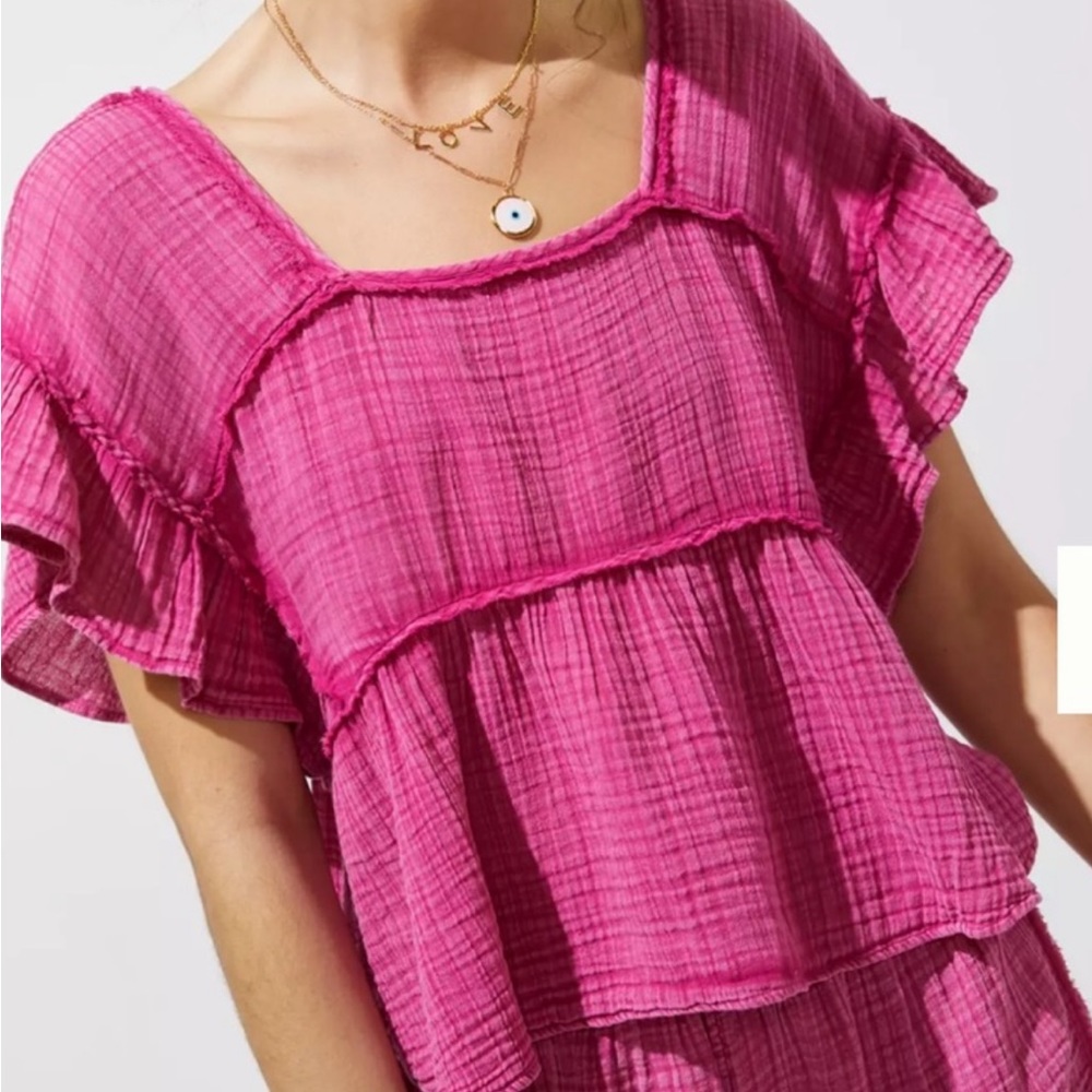 Anthropologie Daily Practice Pink gauze top  Size Small